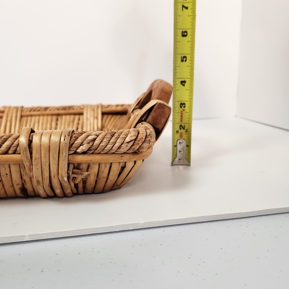 Vintage Square Rattan Wicker Basket Serving Tray Home Decor 90s Boho Bohemian - Picture 9 of 11